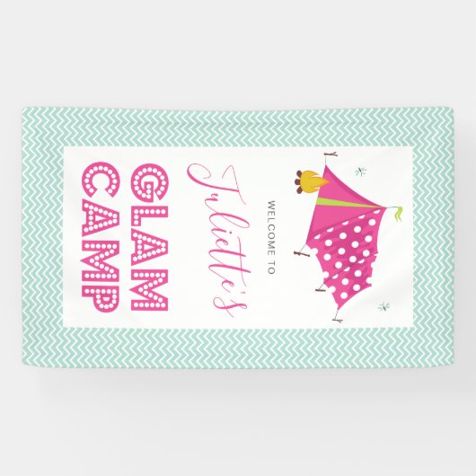 Glam Camp Makeover Spa Verjaardag Spandoek (Horizontaal)