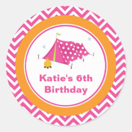 Glam Camp Makover Girls Birthday Envelope Seal Ronde Sticker