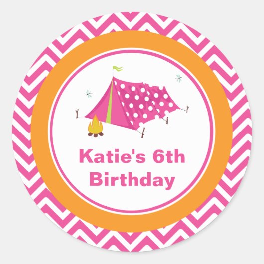 Glam Camp Makover Girls Birthday Envelope Seal Ronde Sticker (Voorkant)