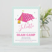 Glam Camp Spa Makover Birthday Uitnodiging (Staand voorkant)