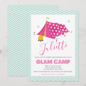 Glam Camp Spa Makover Birthday Uitnodiging (Voorkant / Achterkant)