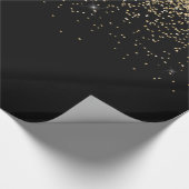 Glam Cascades van Gouden Glitter Zwarte Achtergron Cadeaupapier (Hoek)