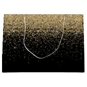 Glam Cascades van Gouden Glitter Zwarte Achtergron Large Cadeautasje (Voorkant)