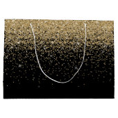 Glam Cascades van Gouden Glitter Zwarte Achtergron Large Cadeautasje (Achterkant)
