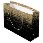Glam Cascades van Gouden Glitter Zwarte Achtergron Large Cadeautasje (Achterkant Gekanteld)