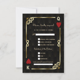 Glam Casino Gouden Groot Lied Verzoek Trouwen RSVP Kaartje