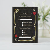 Glam Casino Gouden Groot Lied Verzoek Trouwen RSVP Kaartje (Staand voorkant)