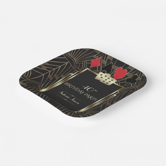 Glam Casino Great Gatsby 40th Poker Birthday Papieren Bordje (Gebogen)