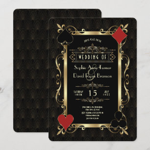 Glam Casino Night Goud Art Deco 20s Gatsby Bruilof Kaart