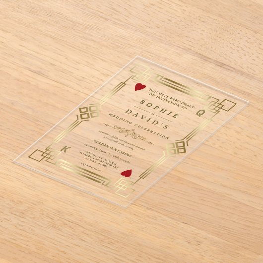 Glam Casino Night Las Vegas bruiloft transparant Acryl Uitnodigingen (Laagn)