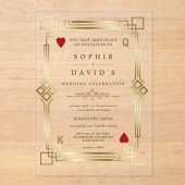 Glam Casino Night Las Vegas bruiloft transparant Acryl Uitnodigingen (Voorkant)