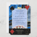 Glam Casino Royale Vegas Poker Gold Agate Wedding Kaart<br><div class="desc">Uniek casino Royale-kaartontwerp. Hij is voorzien van elegante blauw marineschakken met "rivieren" van goud, luiers, pak kaarten, speelkaarten. Er wordt een speciale formulering gebruikt zoals in pokerspel. Op de achterkant initialen op een blauw marinehart. Gebruik het gereedschap Personaliseren om je gegevens toe te voegen. Ga voor meer informatie naar mijn...</div>