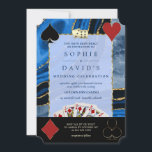 Glam Casino Royale Vegas Poker Gold Agate Wedding Kaart<br><div class="desc">Uniek casino Royale-kaartontwerp. Hij is voorzien van elegante blauw marineschakken met "rivieren" van goud, luiers, pak kaarten, speelkaarten. Er wordt een speciale formulering gebruikt zoals in pokerspel. Op de achterkant initialen op een blauw marinehart. Gebruik het gereedschap Personaliseren om je gegevens toe te voegen. Ga voor meer informatie naar mijn...</div>