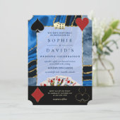 Glam Casino Royale Vegas Poker Gouden Agate Trouwr Kaart (Staand voorkant)