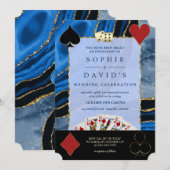 Glam Casino Royale Vegas Poker Gouden Agate Trouwr Kaart (Voorkant / Achterkant)