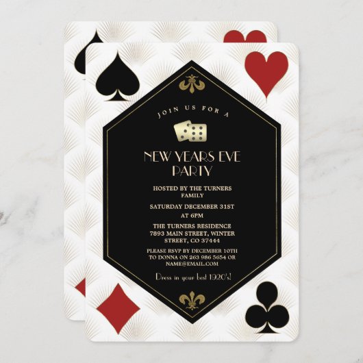 Glam Casino Vegas Goud Gatsby Oud en Nieuw  Kaart (Voorkant / Achterkant)