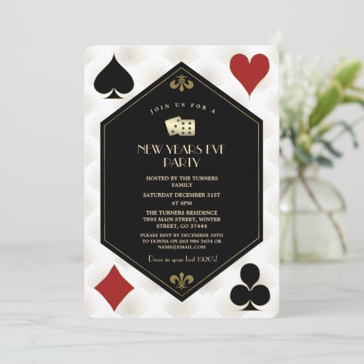 Glam Casino Vegas Goud Gatsby Oud en Nieuw  Kaart (Staand voorkant)