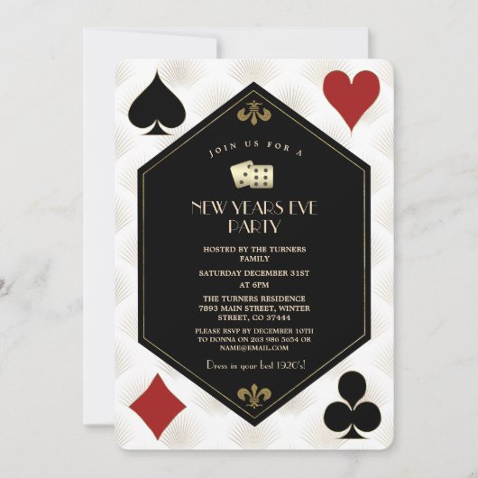 Glam Casino Vegas Goud Gatsby Oud en Nieuw  Kaart (Voorkant)