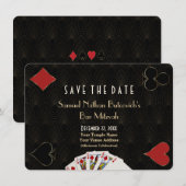 Glam Casino Vegas Poker Bar Mitzvah Save the Date (Voorkant / Achterkant)