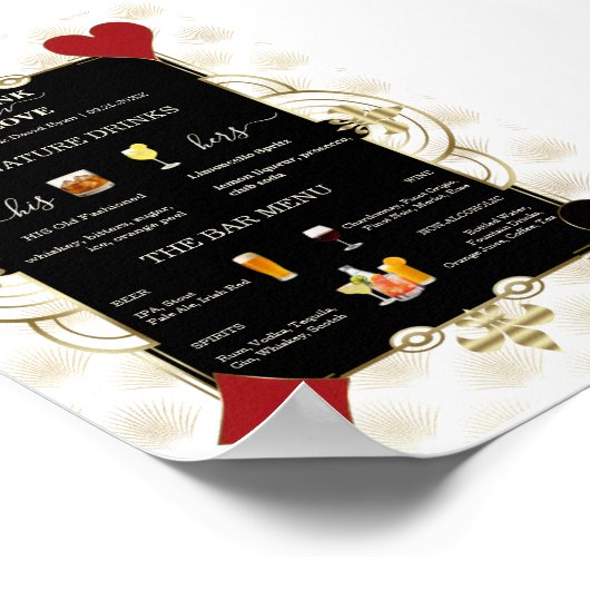 Glam Casino Wedding Drunk In Love Wedding Bar Sign Poster (Hoek)