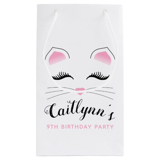 Glam Cat Birthday Party Klein Cadeauzakje (Achterkant)