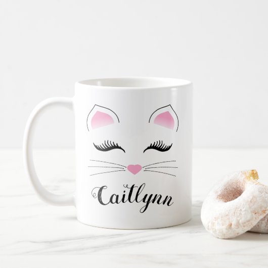 Glam Cat Face Koffiemok (Met donut)