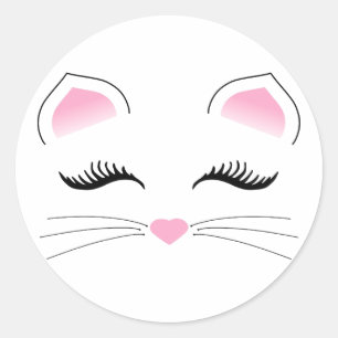 Glam Cat Face Ronde Sticker
