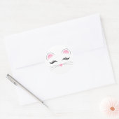 Glam Cat Face Ronde Sticker (Envelop)