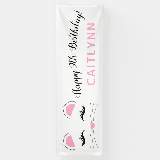 Glam Cat Happy Birthday Spandoek (Verticaal)