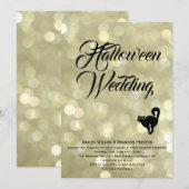 Glam Cat op gouden Halloween bruiloft uitnodiging (Voorkant / Achterkant)