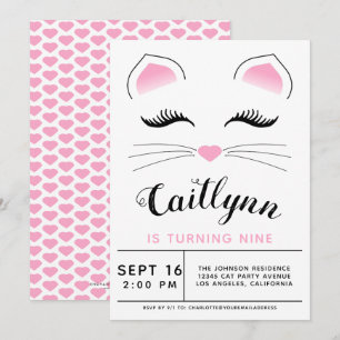 Glam Cat Verjaardagsfeest Uitnodiging