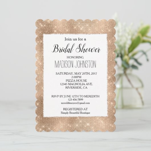 Glam champagne glanzende sprankeling kaart (Staand voorkant)