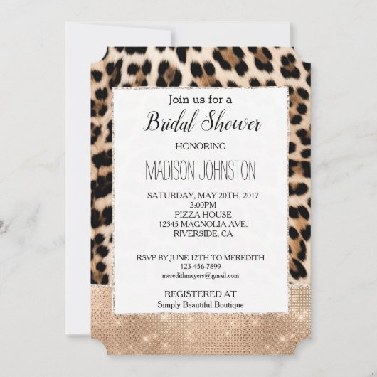 Glam Champagne Glitz Cream Leopard Kaart (Voorkant)