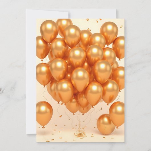 Glam Champagne Gold Balloons and Confetti Birthday Kaart (Achterkant)