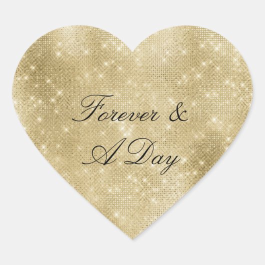 Glam Champagne Gold Glitzy Diamonds Hart Sticker (Voorkant)