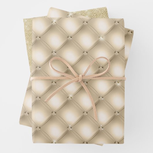 Glam Champagne Gold Glitzy Diamonds Inpakpapier Vel (In situ)