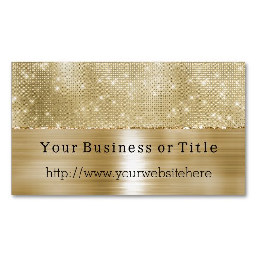 Glam Champagne Gold Glitzy Diamonds Magnetisch Visitekaartje (Voorkant)