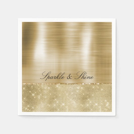 Glam Champagne Gold Glitzy Sparkle Servet (Voorkant)