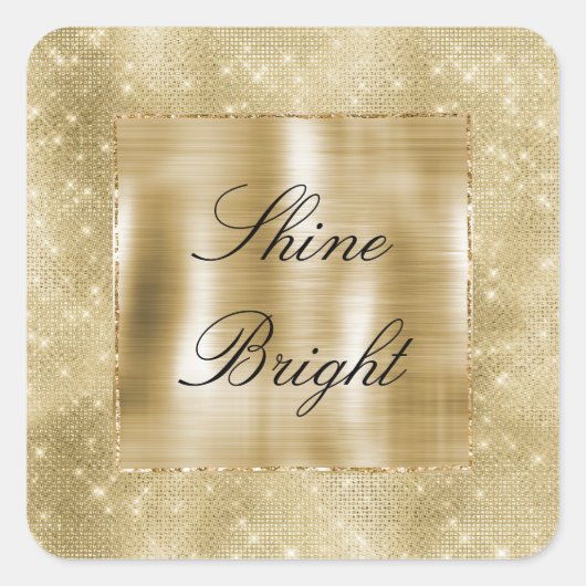 Glam Champagne Gold Glitzy Sparkle Vierkante Sticker (Voorkant)