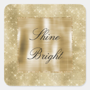 Glam Champagne Gold Glitzy Sparkle Vierkante Sticker