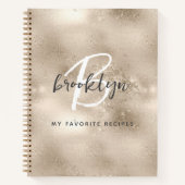 Glam Champagne Gold Monogram Recipe Book Notitieboek (Voorkant)