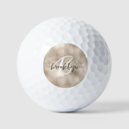 Glam Champagne Gold Script Monogram  Golfballen