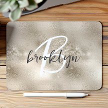 Glam Champagne Gold Trendy Script Monogram 