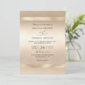 Glam Champagne Goud Glamour Luxe QR Code Bruiloft Kaart (Staand voorkant)