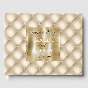 Glam Champagne Goud Glanzende Diamanten Bruiloft Gastenboek