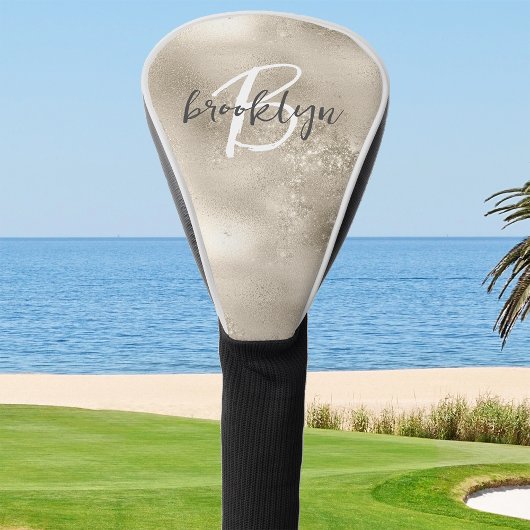 Glam Champagne Goud Moderne Script Monogram Golfheadcover