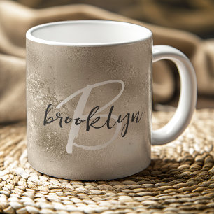 Glam Champagne Goud Modieus Schrift Monogram Koffiemok