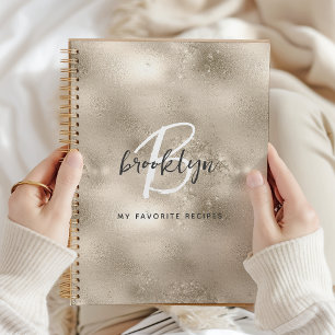 Glam Champagne Goud Monogram Receptenboek Notitieboek