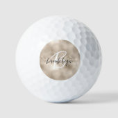 Glam Champagne Goud Schrift Monogram Golfballen (Voorkant)