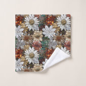 Glam Champagne Gouden Rode Witte Bloemen Bad Handdoek (Wasdoekje)